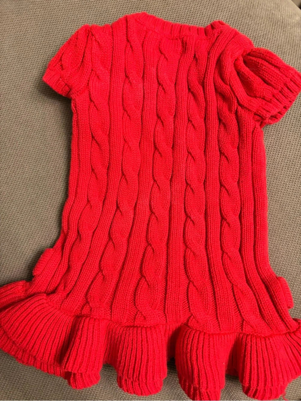 Ralph Lauren Red Cable Knit Baby Sweater